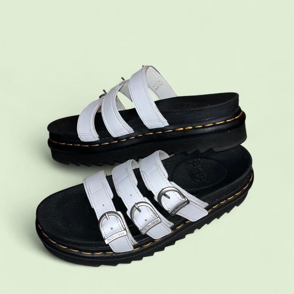 Dr. Martens | Blair White Triple-Strap Platform Sandal